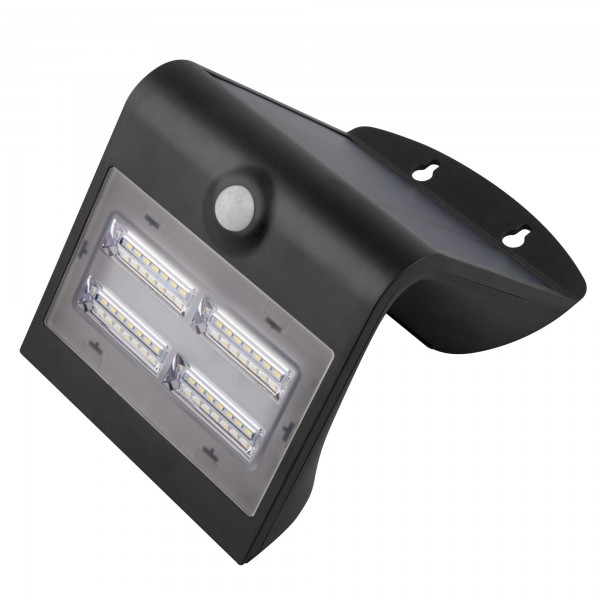 Aplique led solar negro con sensor 4w