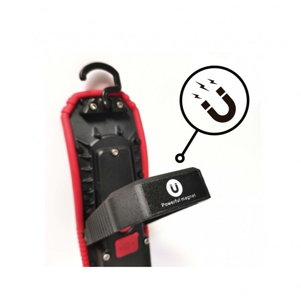 Lampara LED COB Recargable USB con Protección para Polvo 1800 Lumen 2 Intensidades con Base Magnética Rotativa de 180º y Gancho