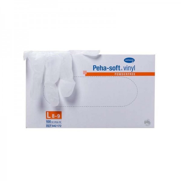 Guantes Pehasoft Guantes Vinilo Sin Latex Talla L 100 Unidades