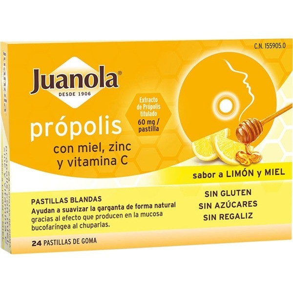 Juanola Própolis Sabor Miel y Limón 24 Pastillas