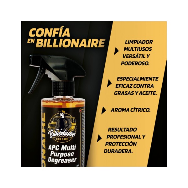 Billionaire APC Multi Purposa Degreaser Limpiador Multiusos para Motor de Coche Elimina la Grasa y Aceites 500ml
