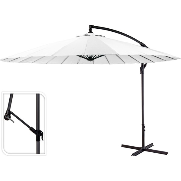 Parasol excéntrico ø300 cm altura maxima 3 m color: blanco