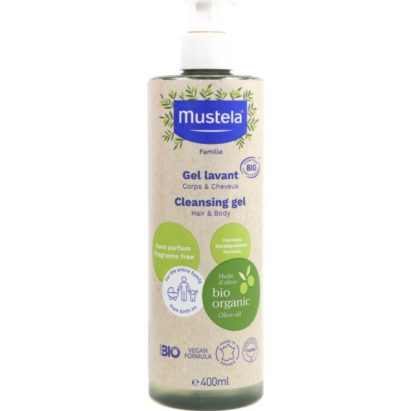 Mustela Bio Gel Champú 2 en 1 con Aceite de Oliva 400 ml