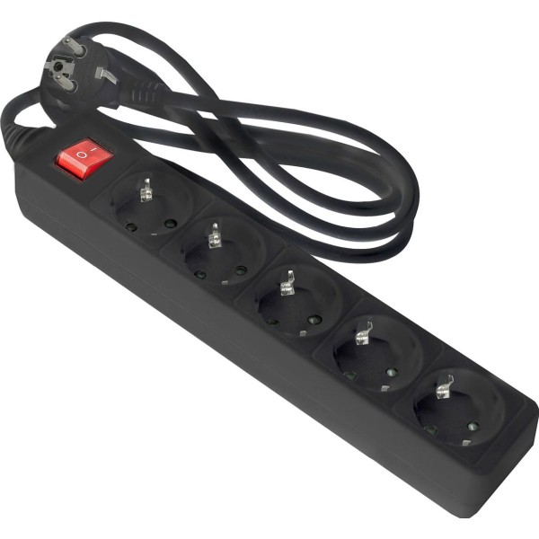 Base onlex negra 5tomas cable/int.3mt