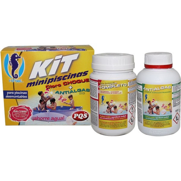 Mantenimiento kit mini para piscinas pequeñas, cloro choque 500 g y algicida 500 ml