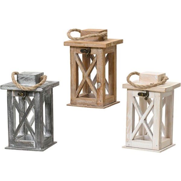 Farolillo decorativo de madera de abeto, colores surtidos, 11 x 11 x 18,5 cm